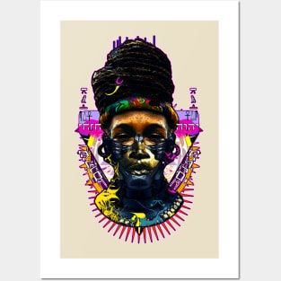 Afro Hair Black Girl Shogun Melanin Ronin Warrior Posters and Art